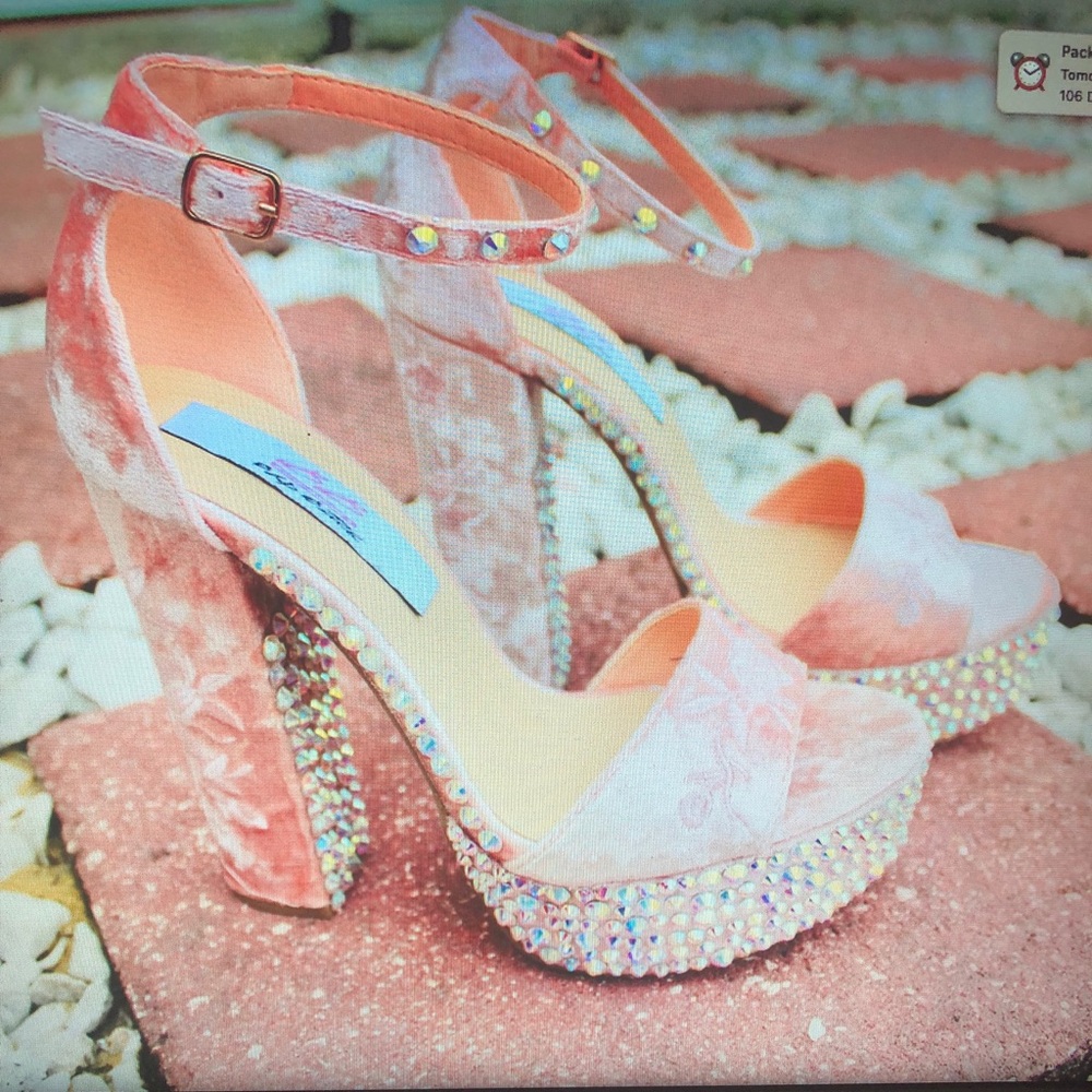 New Pink Platform Rhinestones Summer Sandals
